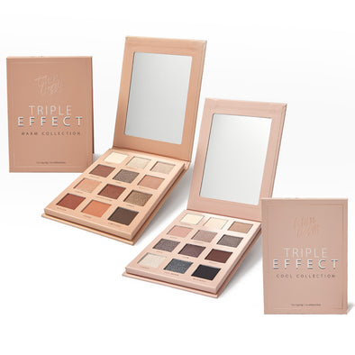 Triple Effect Warm & Cool Collection Eyeshadow Palette Bundle - 3D Texture Technology Transforms 12 Shades Into 36!